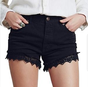 Free people black denim jean shorts